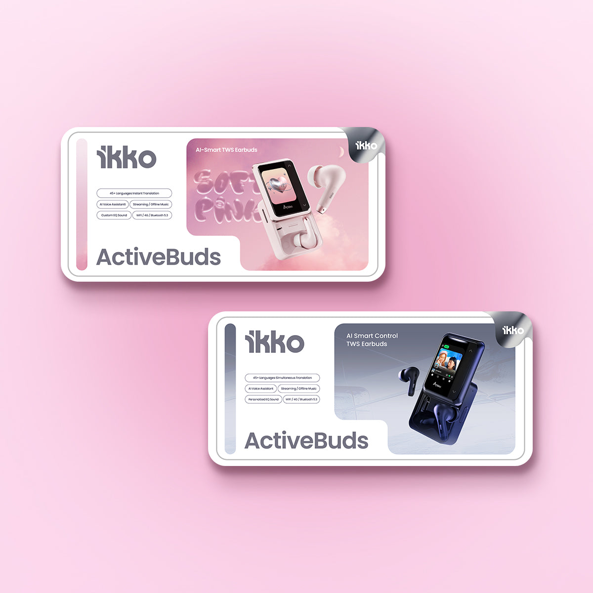 ActiveBuds：ビビッドタッチスクリーン搭載のAIスマートイヤホン｜iKKO