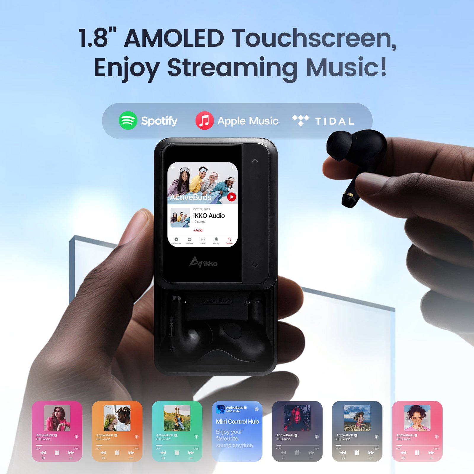 ActiveBuds：ビビッドタッチスクリーン搭載のAIスマートイヤホン｜iKKO